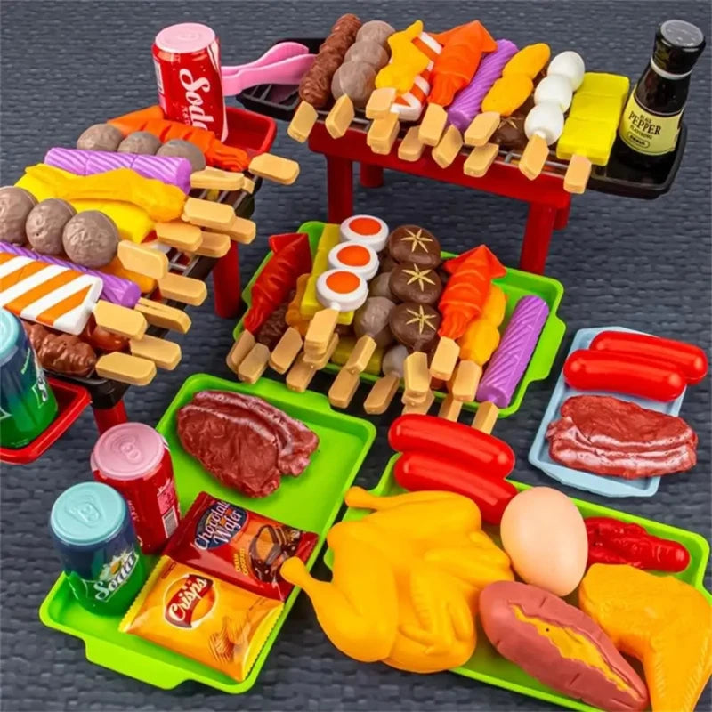 Kids Pretend Play Kitchen Toys Simulation Food Barbecue Cooking Children Educational Play House Interactive Toys Christmas Gifts
