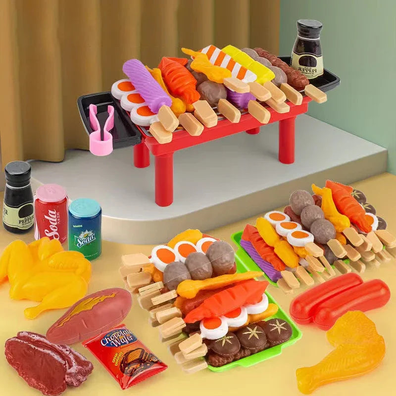 Kids Pretend Play Kitchen Toys Simulation Food Barbecue Cooking Children Educational Play House Interactive Toys Christmas Gifts