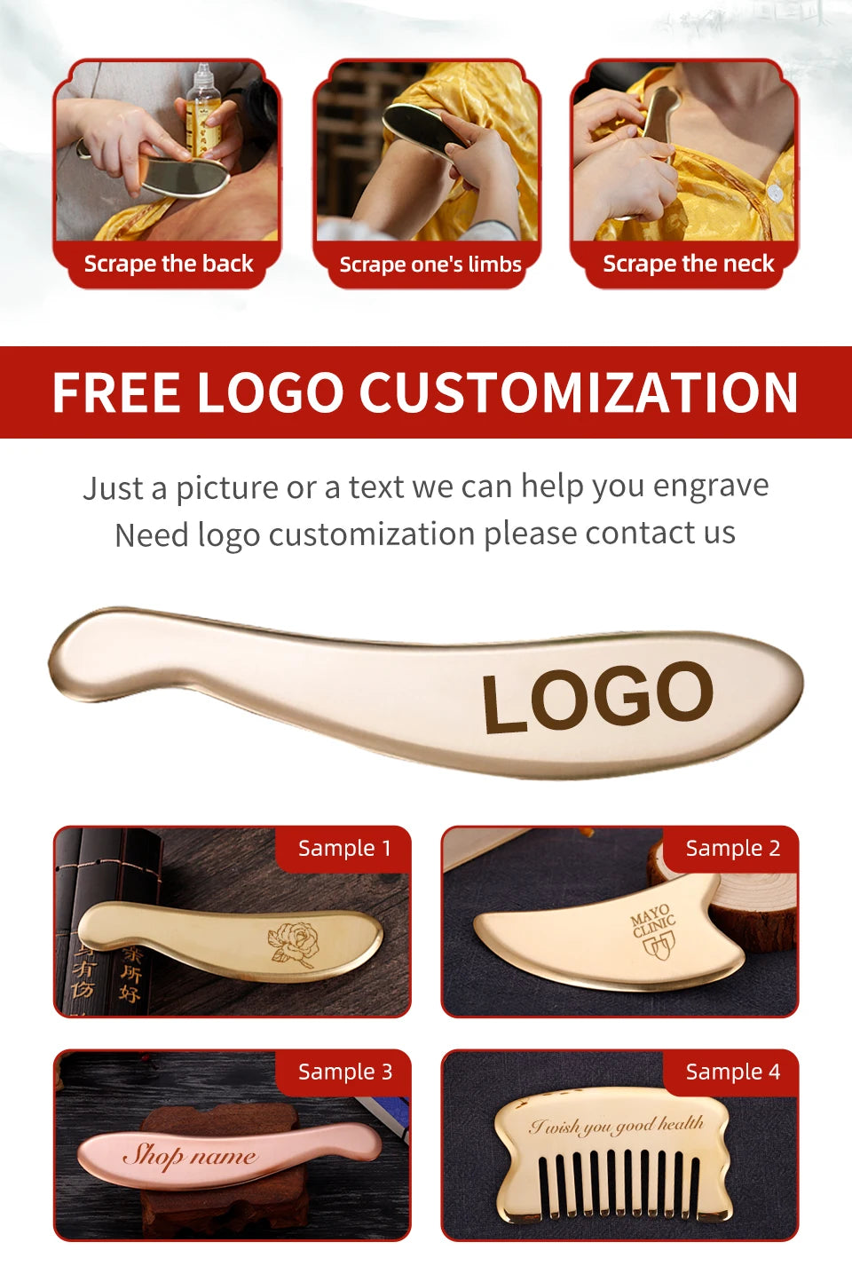 Guasha Massage Tools Medical Grade Stainless Steel Manual Scraping Tool Myofascial Release Tissue Physical Therapy Pain Relief