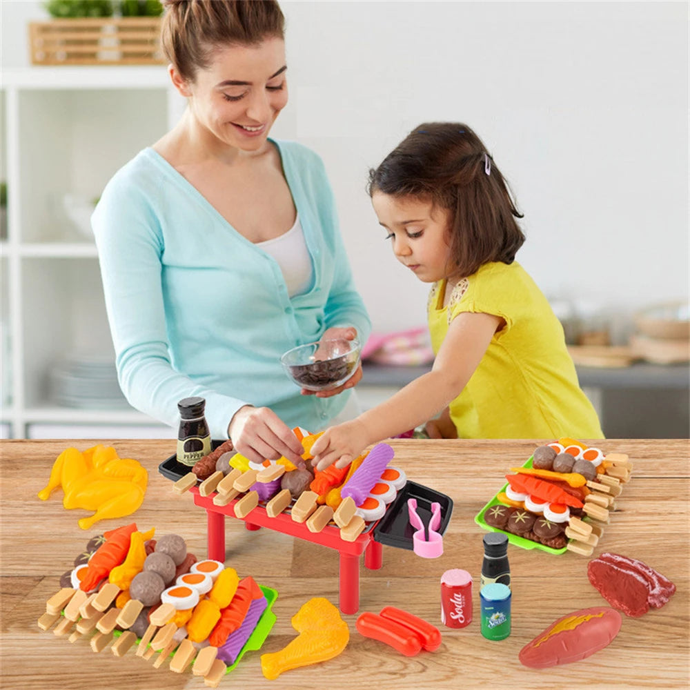 Kids Pretend Play Kitchen Toys Simulation Food Barbecue Cooking Children Educational Play House Interactive Toys Christmas Gifts
