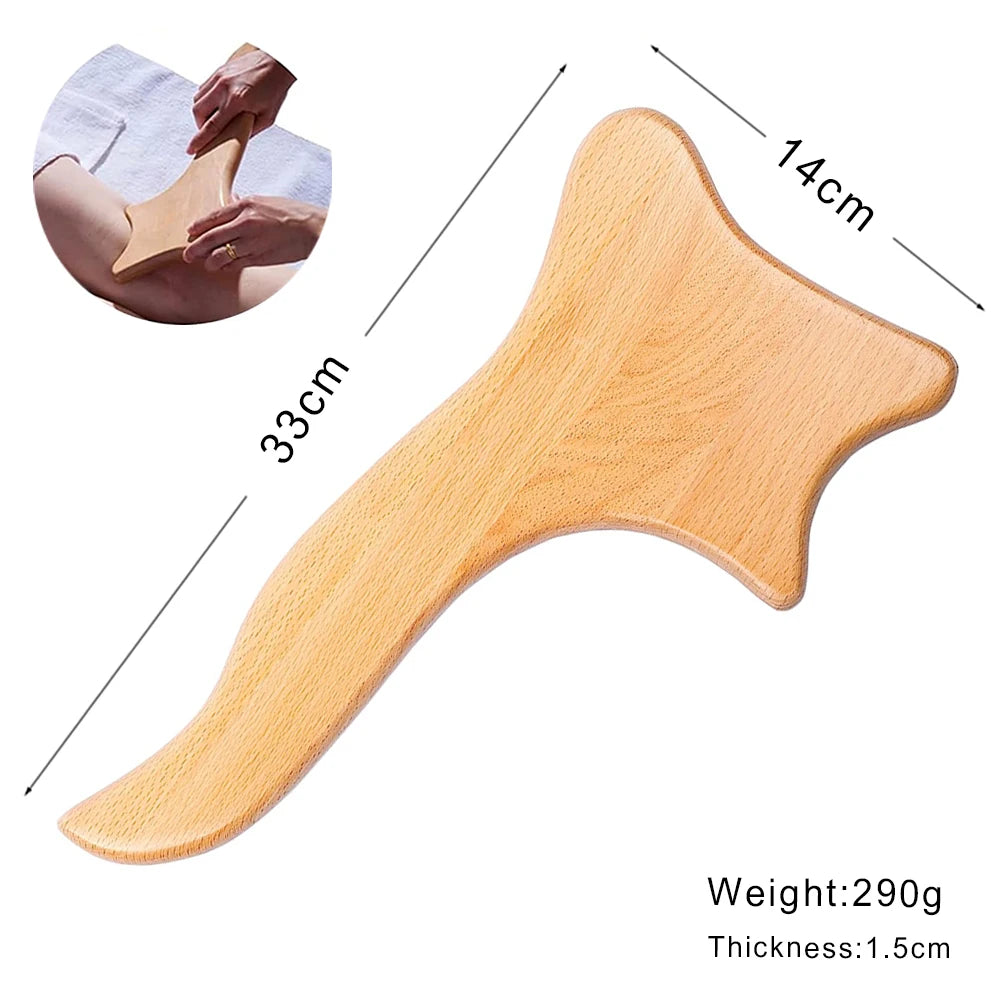 Wood Therapy Massage Tools Gua Sha Board Wooden Scraper Massage Rolls Lymphatic Drainage Tool for Release Cellulite Sore Muscle