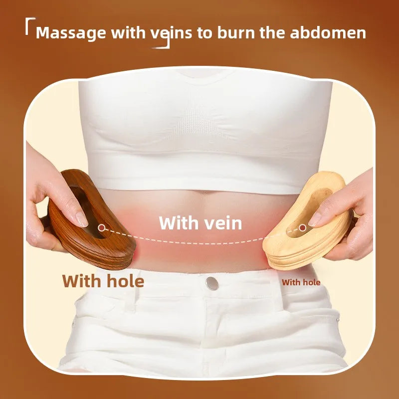 Traditional Carbonized Wooden Therapy Scraper - Handcrafted Detox Tool for Lymphatic Drainage Muscle Relief Channel Stimulation