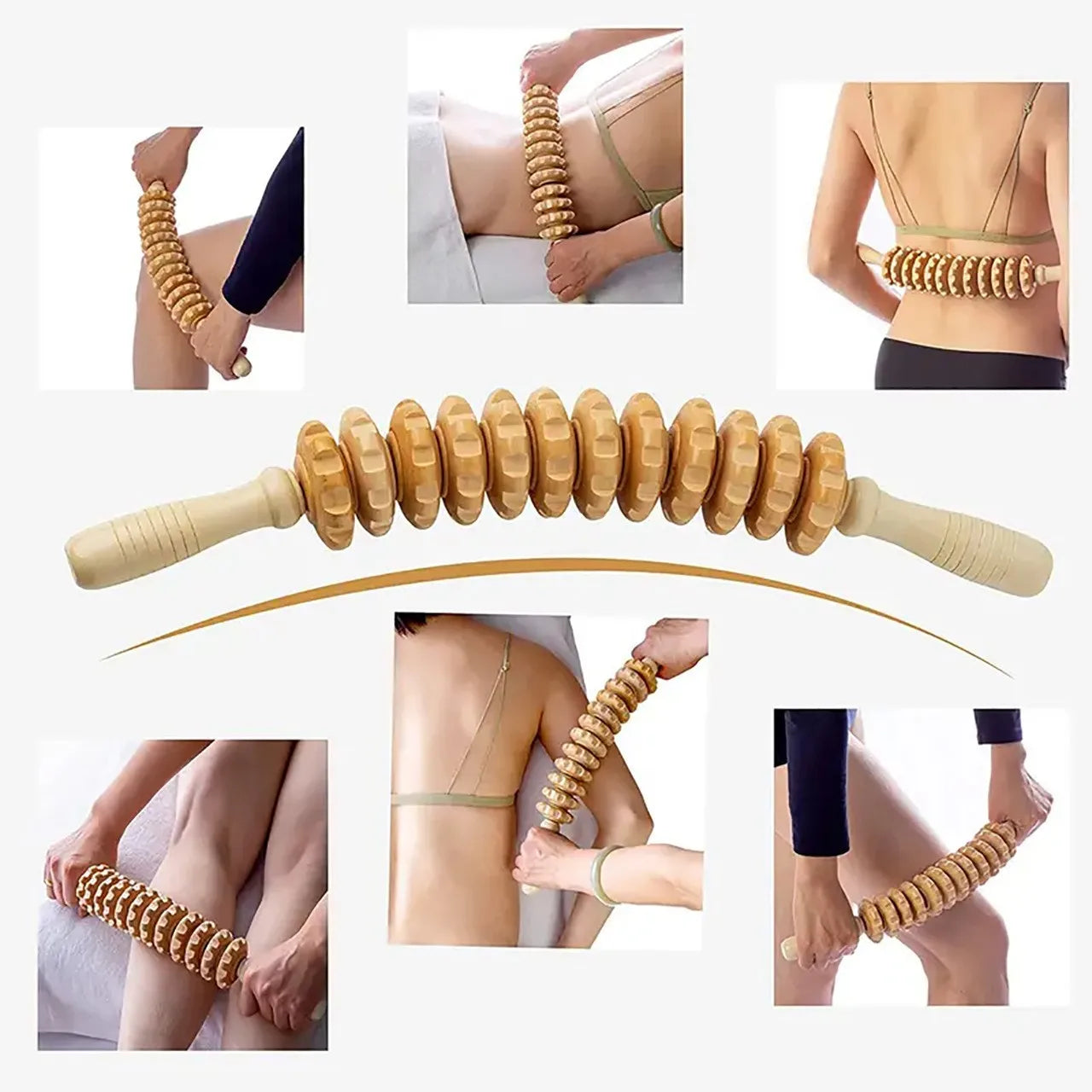 Wooden Therapy Massager Roller Trigger Point Massager Stick for Fascia Muscle Abdomen Body Wood Lymphatic Drainage Massage Tools