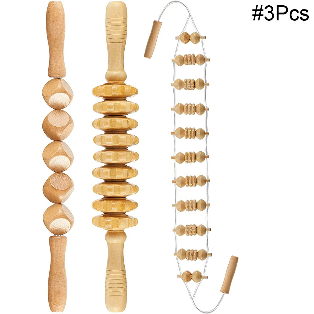 Wood Therapy Massage Tools for Body Shaping Maderoterapia Kit Colombiana for Anti-Cellulite, Lymphatic Drainage, Body Contouring