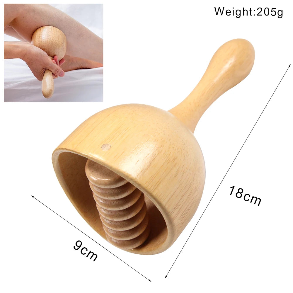 Wood Therapy Massage Tools Gua Sha Board Wooden Scraper Massage Rolls Lymphatic Drainage Tool for Release Cellulite Sore Muscle