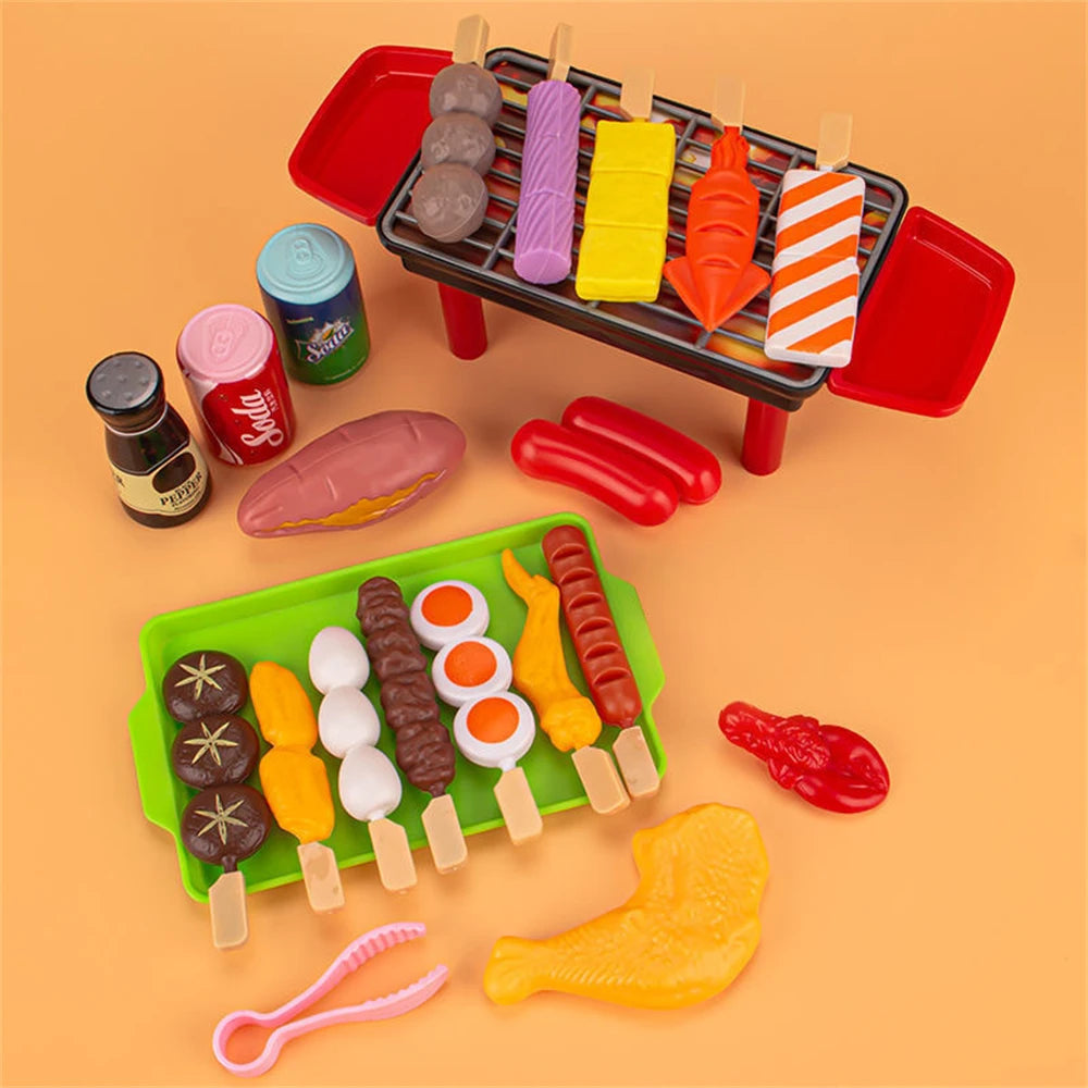 Kids Pretend Play Kitchen Toys Simulation Food Barbecue Cooking Children Educational Play House Interactive Toys Christmas Gifts
