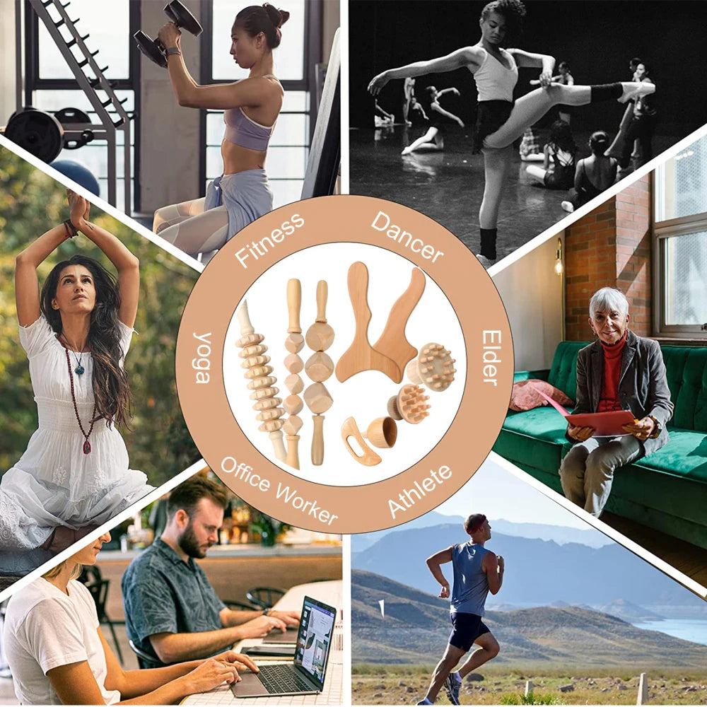 Wood Therapy Massage Tools Maderoterapia Wooden Gua Sha Tool Roller Massage Wooden Swedish Cup Mushroom Massager Anti Cellulite