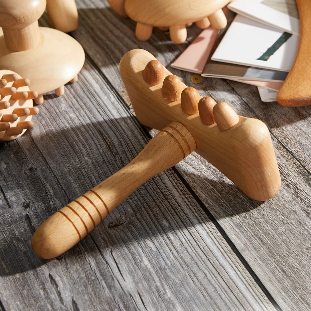 Wooden Therapy Massager Roller Trigger Point Massager Stick for Fascia Muscle Abdomen Body Wood Lymphatic Drainage Massage Tools