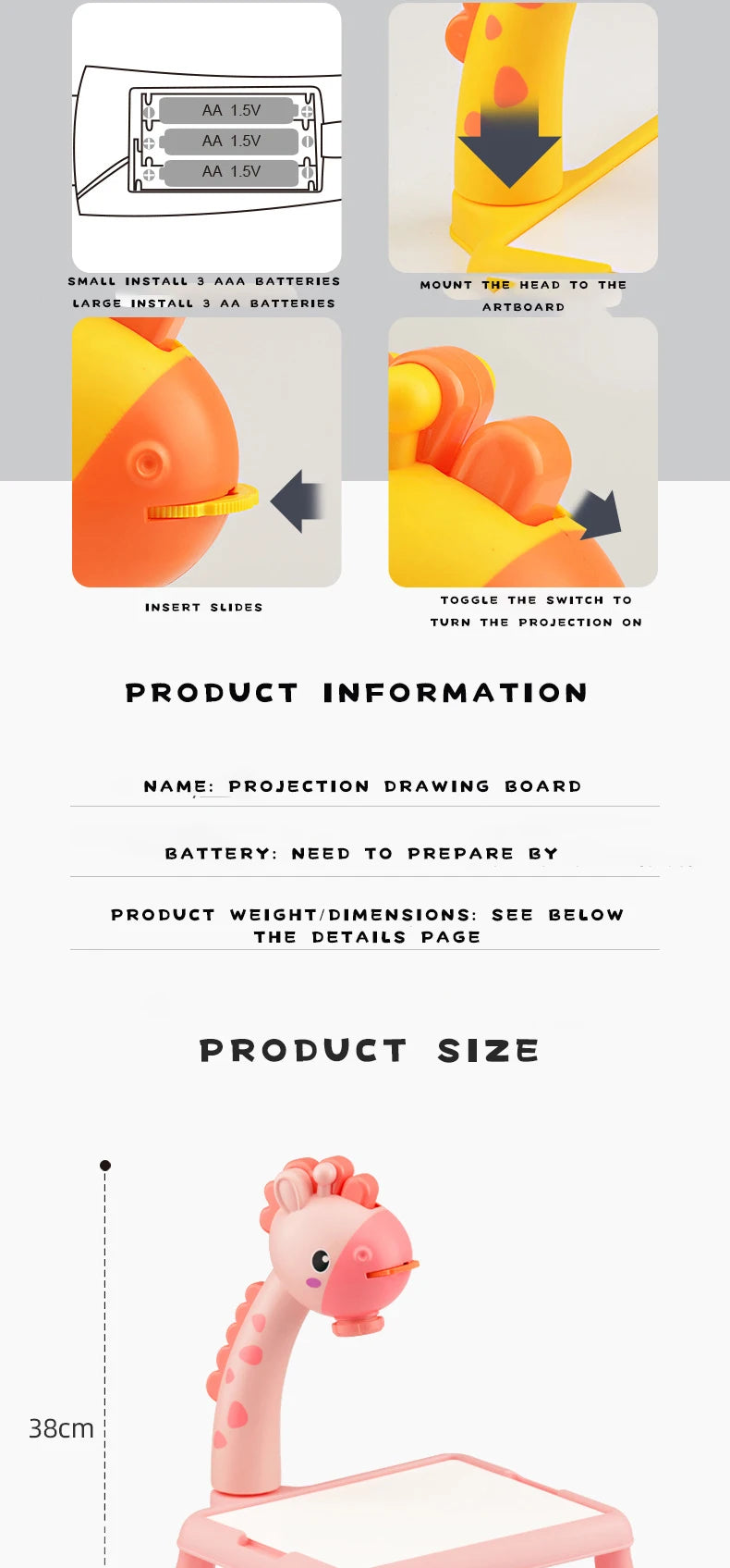 Kids Painting Board Toys Children LED Projector Art Painting Table Desk Arts Toy  Educational Learning Paint Tool Toy For Girl