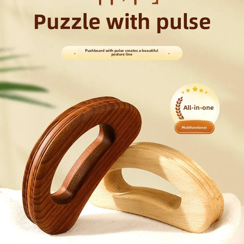 Traditional Carbonized Wooden Therapy Scraper - Handcrafted Detox Tool for Lymphatic Drainage Muscle Relief Channel Stimulation