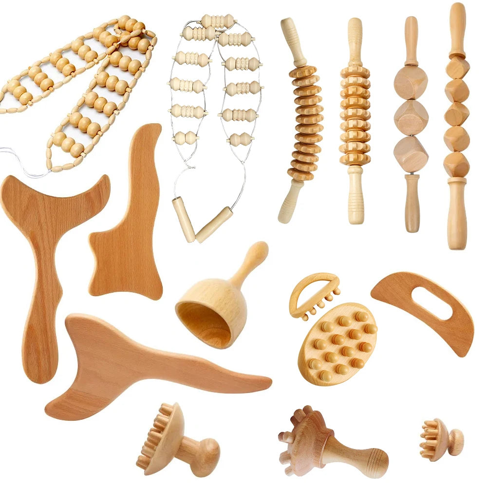 Wood Therapy Massage Tools Maderoterapia Wooden Gua Sha Tool Roller Massage Wooden Swedish Cup Mushroom Massager Anti Cellulite
