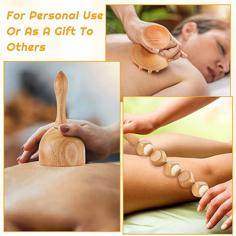 Maderotherapy Kit For Reductive Massage Body Massager Roller Wood Therapy Tools For Body Contour Body Wood Therapy Complete Kit