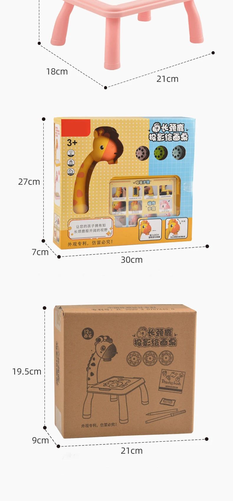 Kids Painting Board Toys Children LED Projector Art Painting Table Desk Arts Toy  Educational Learning Paint Tool Toy For Girl