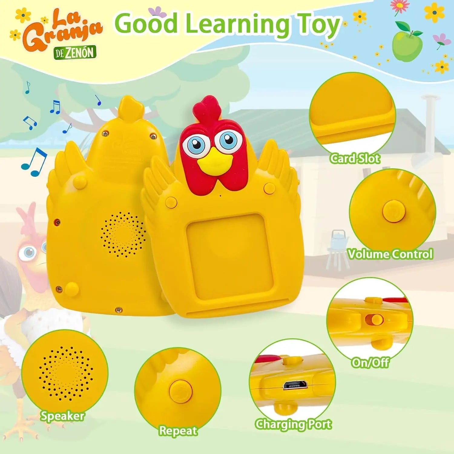 La Granja De Zenon Bartolito Talking English & Spanish Flash Cards Speech Therapy Toys for Toddlers 224 Sight Words Autism Toys