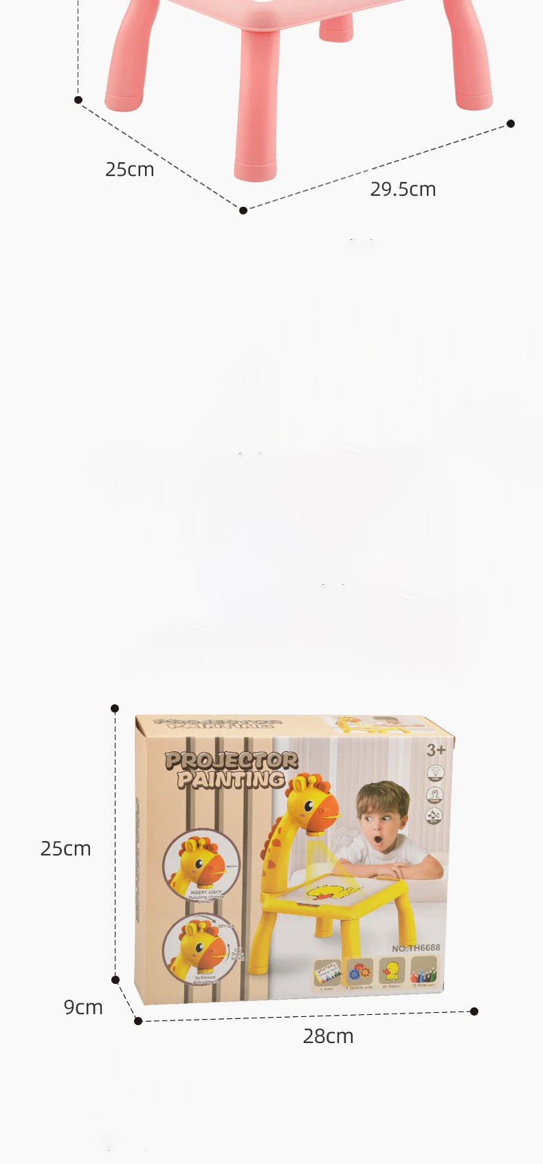 Kids Painting Board Toys Children LED Projector Art Painting Table Desk Arts Toy  Educational Learning Paint Tool Toy For Girl