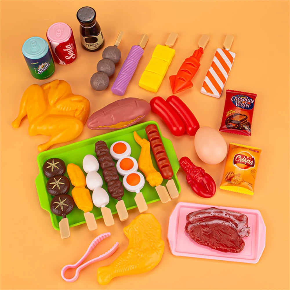 Kids Pretend Play Kitchen Toys Simulation Food Barbecue Cooking Children Educational Play House Interactive Toys Christmas Gifts