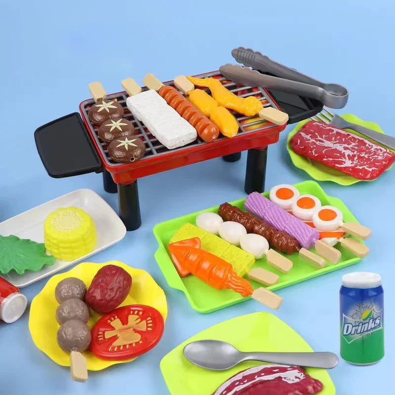 Kids Pretend Play Kitchen Toys Simulation Food Barbecue Cooking Children Educational Play House Interactive Toys Christmas Gifts