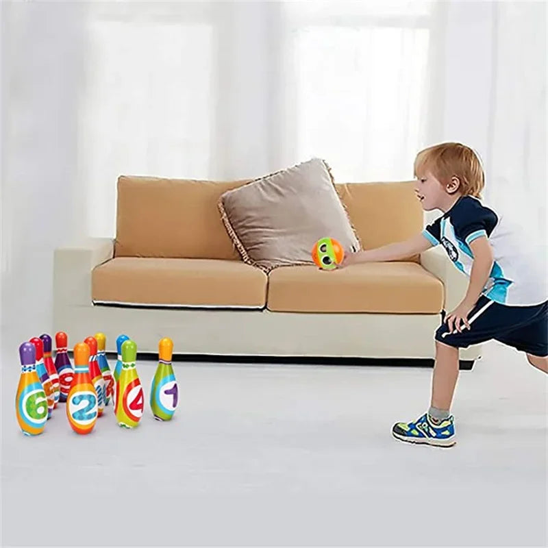 Kids Bowling Toys Sets Bowling Pins And Balls Fun Safe PU Cotton Educational Games For Toddlers Children Outdoor Indoor Sports