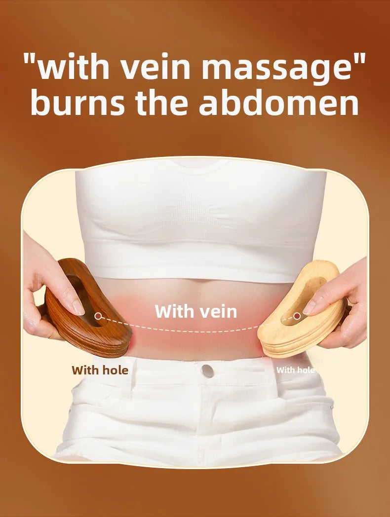 Traditional Carbonized Wooden Therapy Scraper - Handcrafted Detox Tool for Lymphatic Drainage Muscle Relief Channel Stimulation