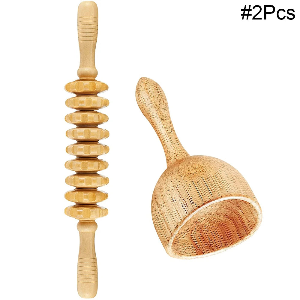 Wood Therapy Massage Tools for Body Shaping Maderoterapia Kit Colombiana for Anti-Cellulite, Lymphatic Drainage, Body Contouring