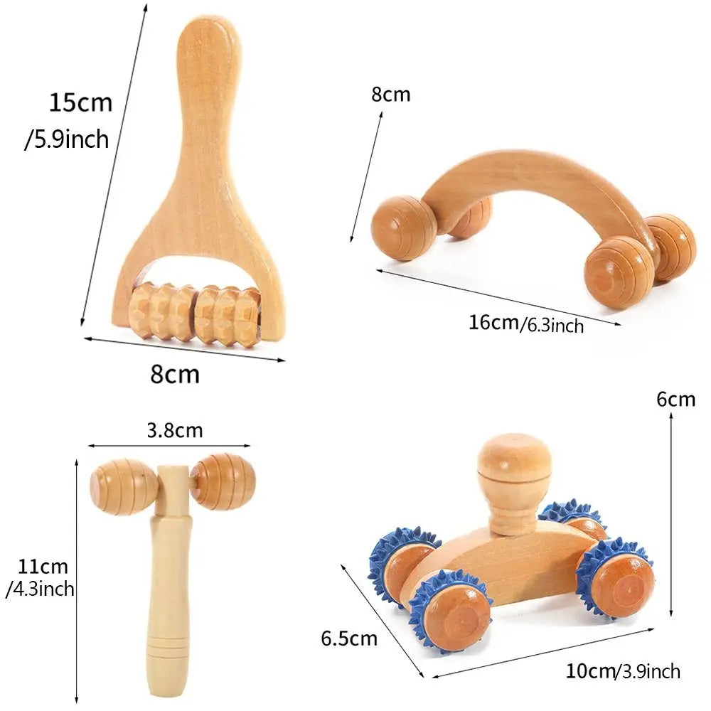 Care Tool Muscle Pain Relief Wood Therapy Muscle Roller Sticks Wooden Massage Roller Body Massage Tool Trigger Point Massager
