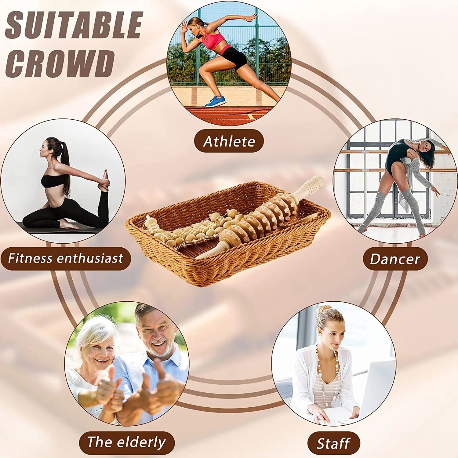 Wood Therapy Massage Tools for Body Shaping Maderoterapia Kit Colombiana for Anti-Cellulite, Lymphatic Drainage, Body Contouring