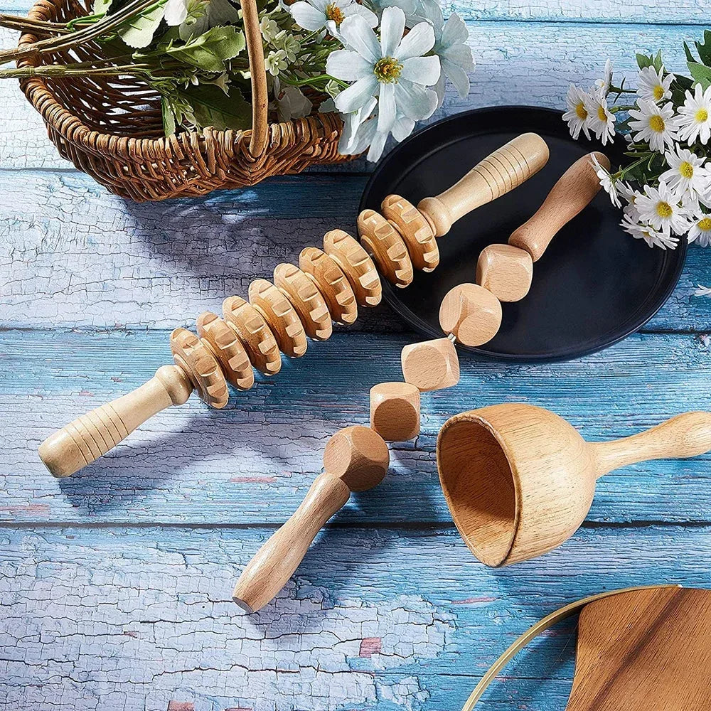 Wood Therapy Massage Tools Anti Cellulite Massager Lymphatic Drainage Body Massager Gua Sha Tools Full Body Muscles Pain Relief