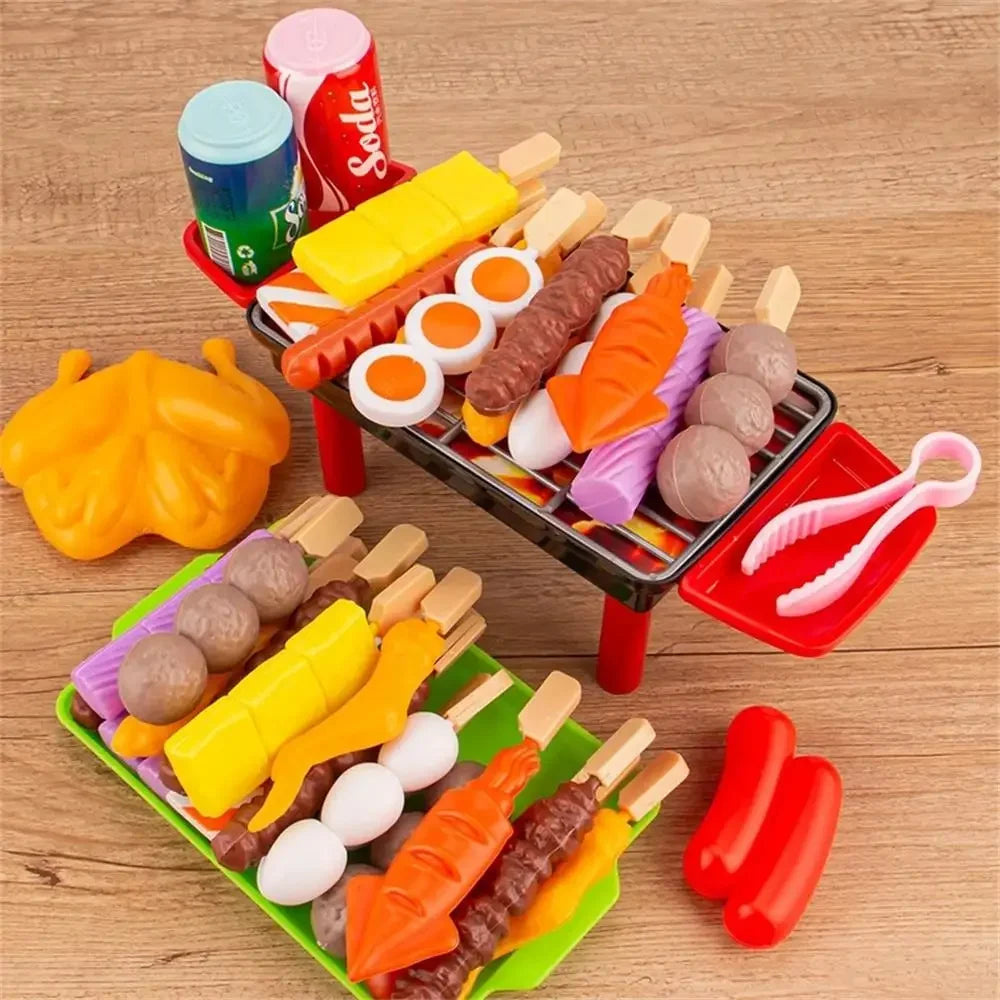 Kids Pretend Play Kitchen Toys Simulation Food Barbecue Cooking Children Educational Play House Interactive Toys Christmas Gifts