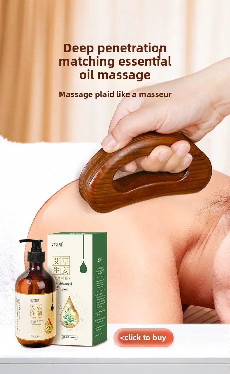 Traditional Carbonized Wooden Therapy Scraper - Handcrafted Detox Tool for Lymphatic Drainage Muscle Relief Channel Stimulation