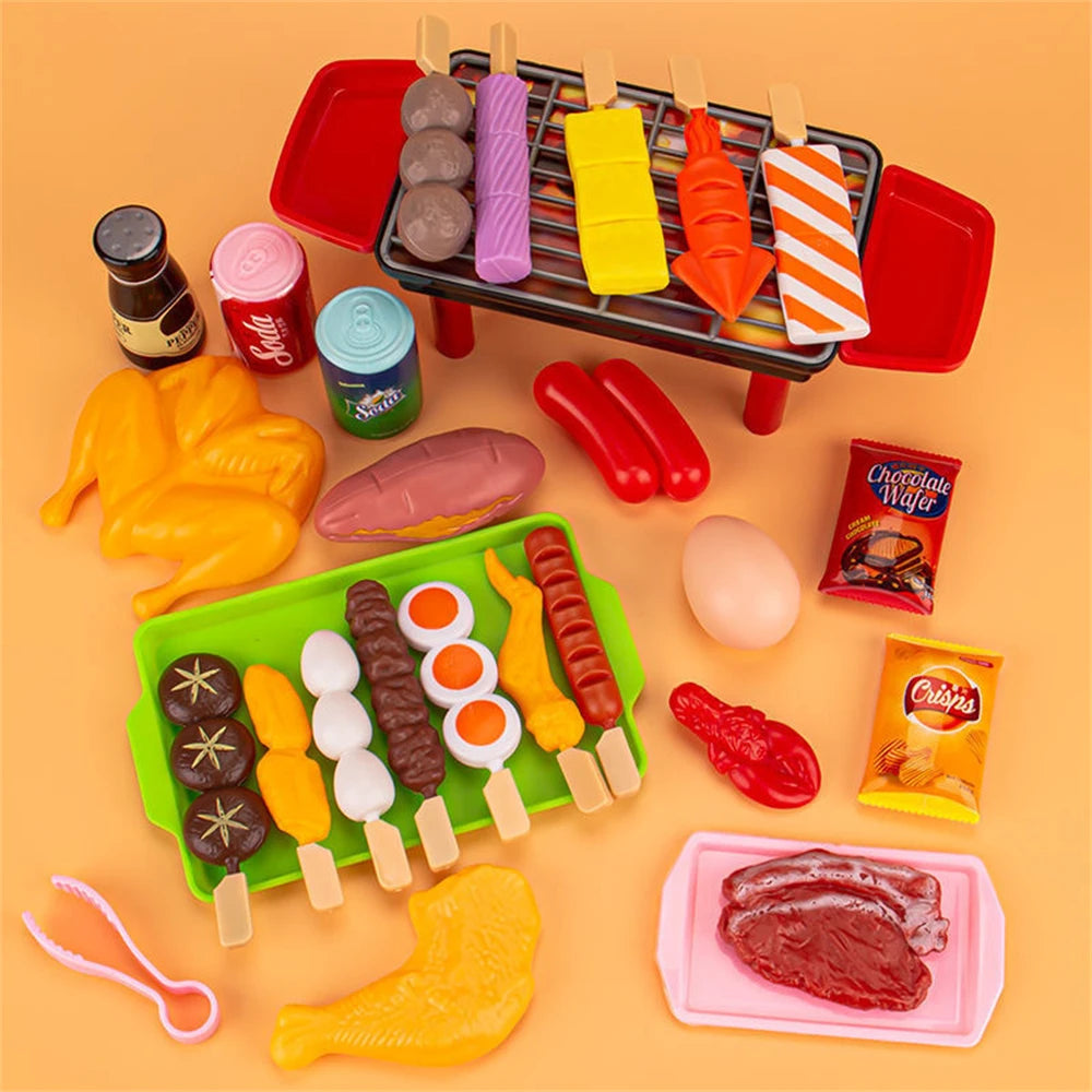 Kids Pretend Play Kitchen Toys Simulation Food Barbecue Cooking Children Educational Play House Interactive Toys Christmas Gifts