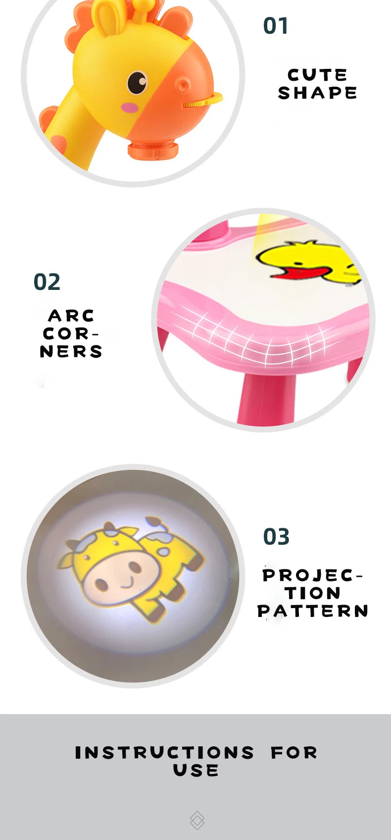 Kids Painting Board Toys Children LED Projector Art Painting Table Desk Arts Toy  Educational Learning Paint Tool Toy For Girl