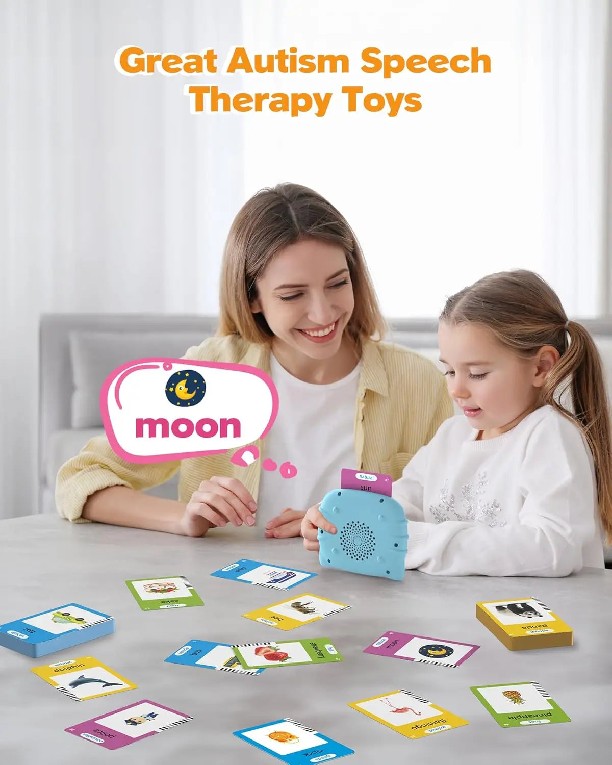 Preschool Talking Flash Cards for Toddlers 1-4 Year Olds Montessori Language Learning Toy with 224 Word Speech Therapy Classroom