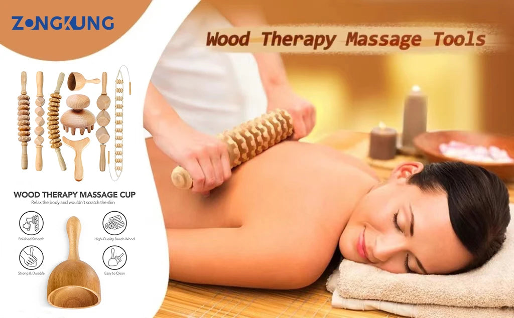 Wood Therapy Massage Tools Maderoterapia Wooden Gua Sha Tool Roller Massage Wooden Swedish Cup Mushroom Massager Anti Cellulite