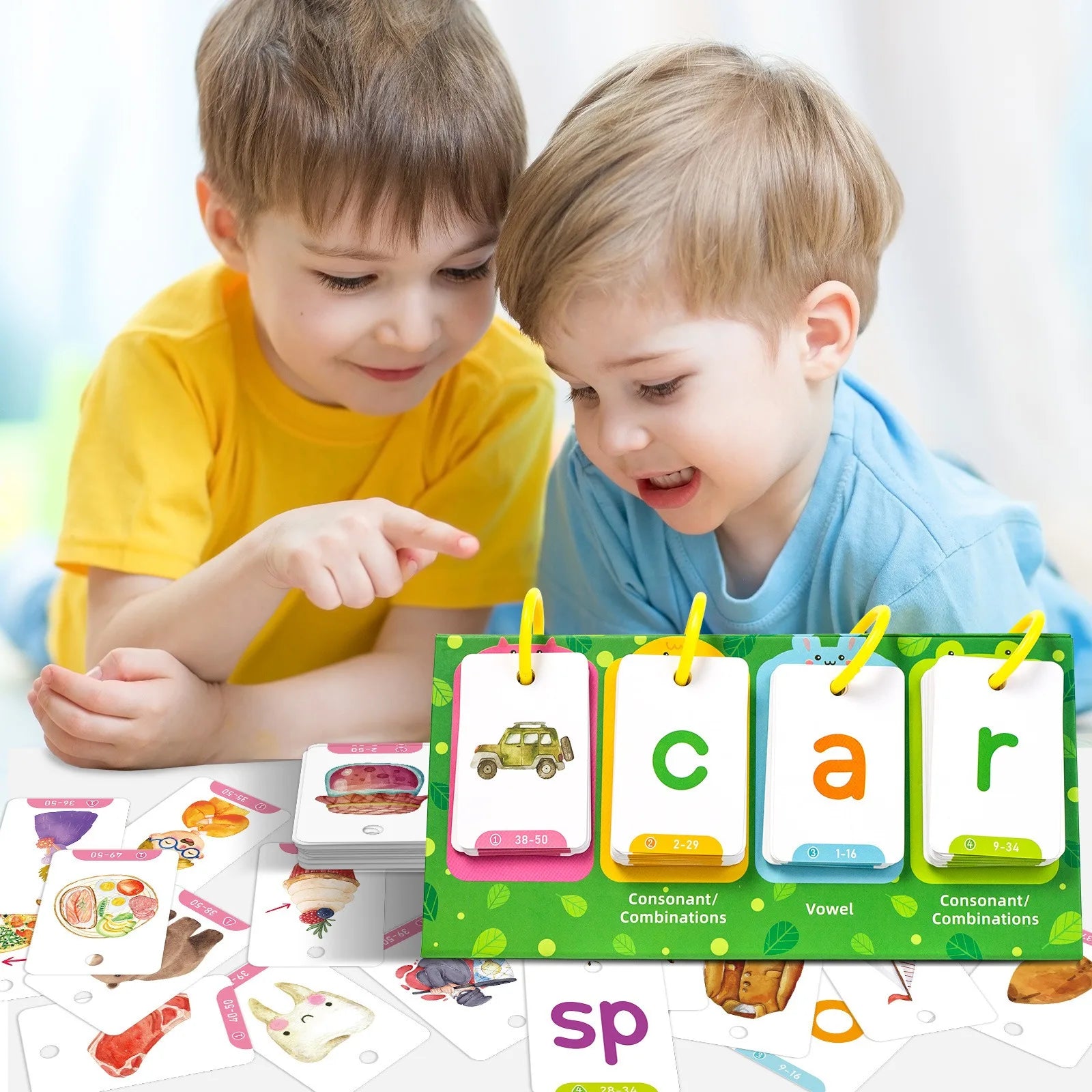 Montessori Word Builder Games Phonics Flash Cards Sight Words Flip Chart Activity Learning Tool for Kids Special Speech Therapy