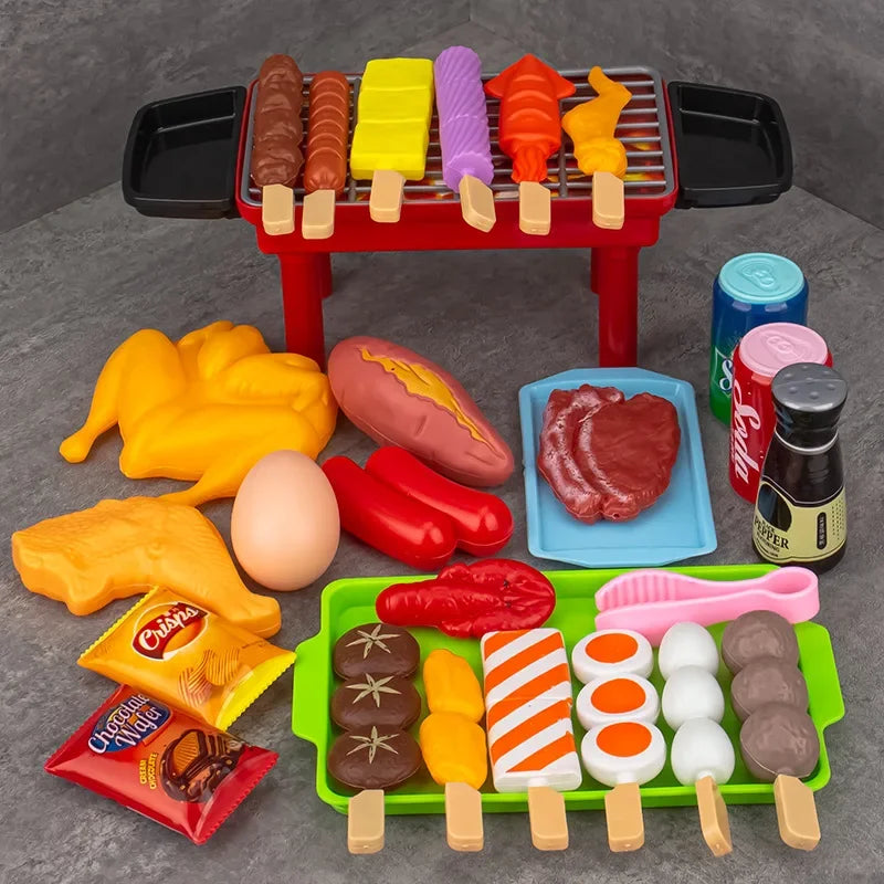 Kids Pretend Play Kitchen Toys Simulation Food Barbecue Cooking Children Educational Play House Interactive Toys Christmas Gifts