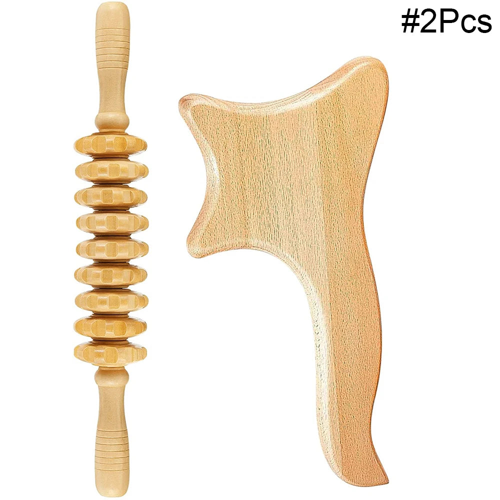 Wood Therapy Massage Tools for Body Shaping Maderoterapia Kit Colombiana for Anti-Cellulite, Lymphatic Drainage, Body Contouring