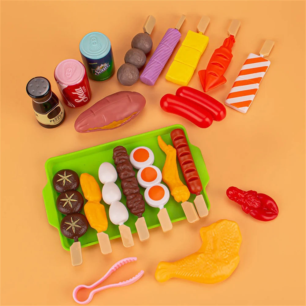 Kids Pretend Play Kitchen Toys Simulation Food Barbecue Cooking Children Educational Play House Interactive Toys Christmas Gifts