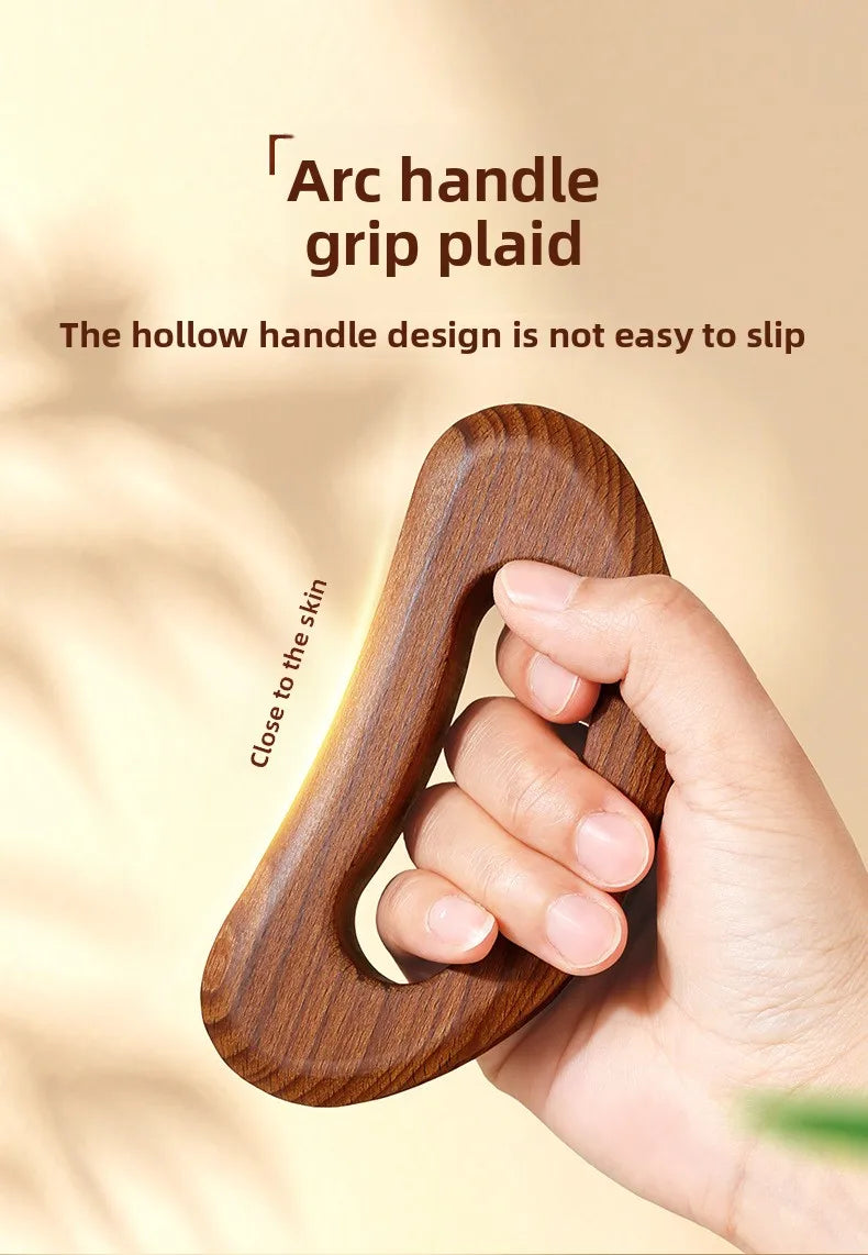 Traditional Carbonized Wooden Therapy Scraper - Handcrafted Detox Tool for Lymphatic Drainage Muscle Relief Channel Stimulation