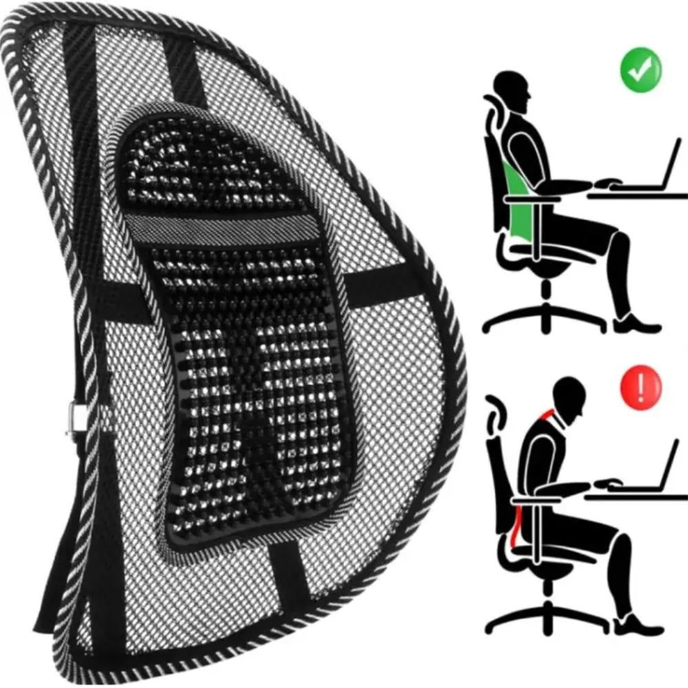Lumbar Support Cushion - Ergonomic Right Back Support for Chairs and Seats - Black Color
