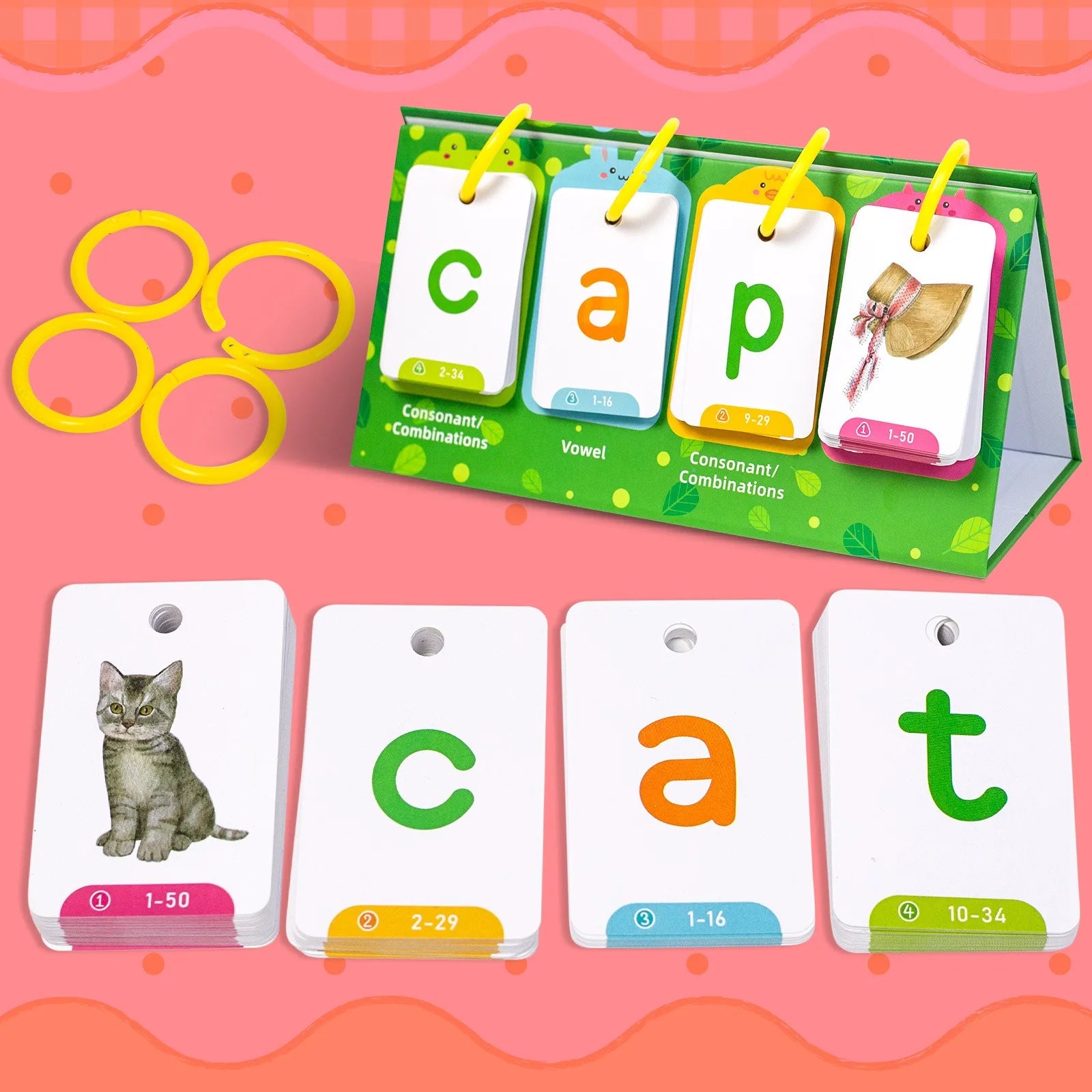 Montessori Word Builder Games Phonics Flash Cards Sight Words Flip Chart Activity Learning Tool for Kids Special Speech Therapy