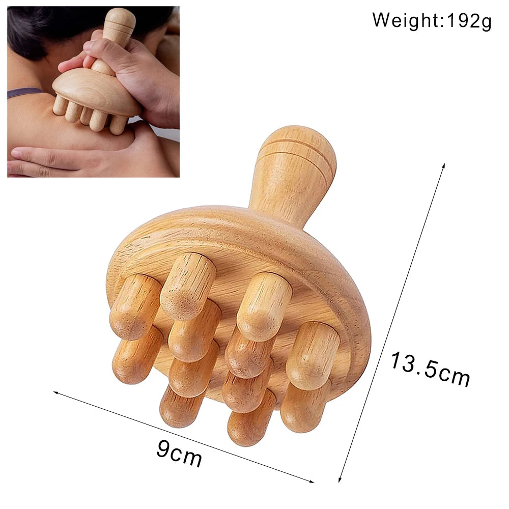 Wood Therapy Massage Tools Gua Sha Board Wooden Scraper Massage Rolls Lymphatic Drainage Tool for Release Cellulite Sore Muscle