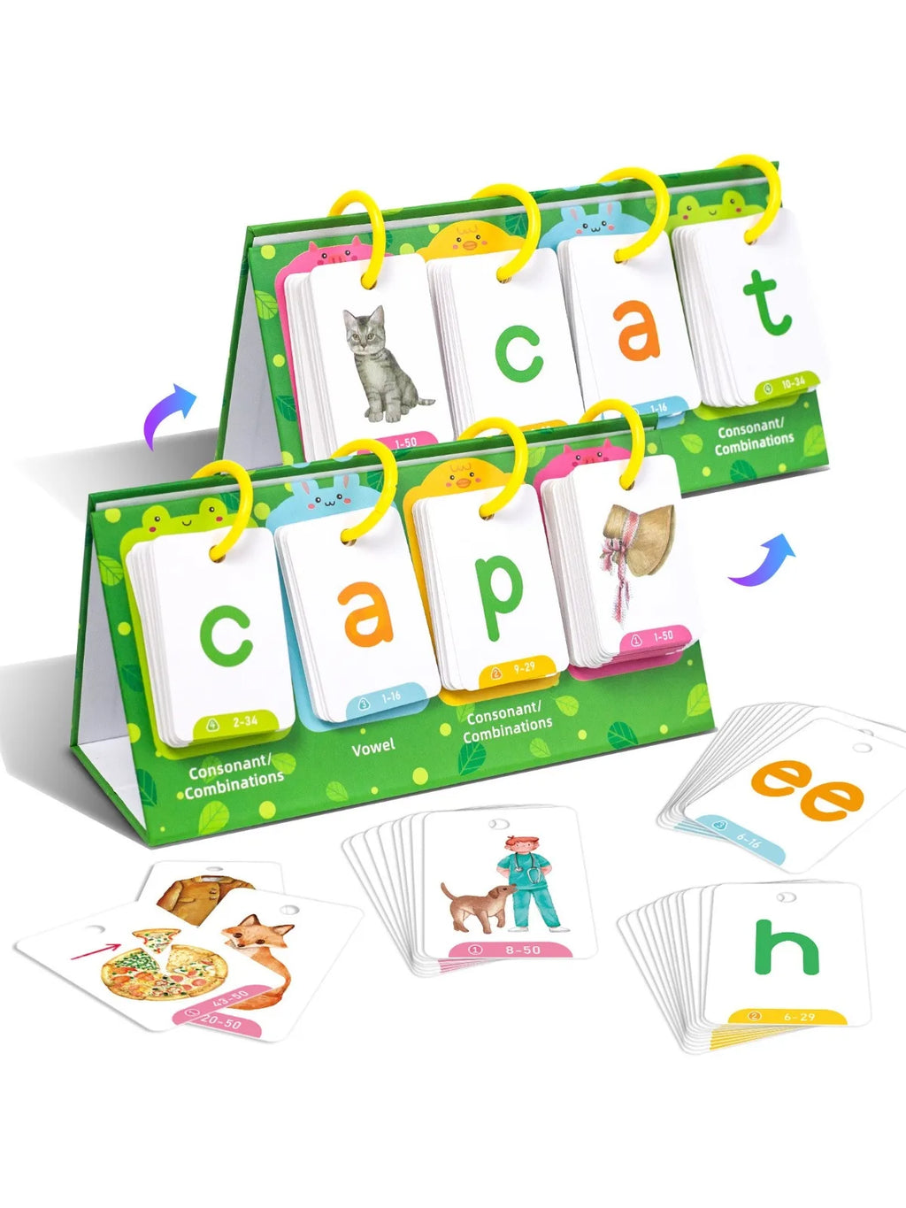 Montessori Word Builder Games Phonics Flash Cards Sight Words Flip Chart Activity Learning Tool for Kids Special Speech Therapy