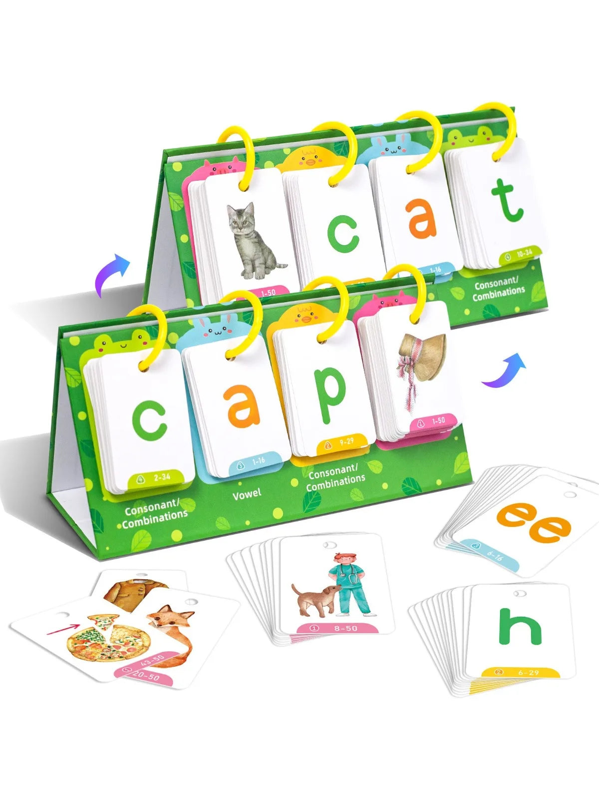 Montessori Word Builder Games Phonics Flash Cards Sight Words Flip Chart Activity Learning Tool for Kids Special Speech Therapy