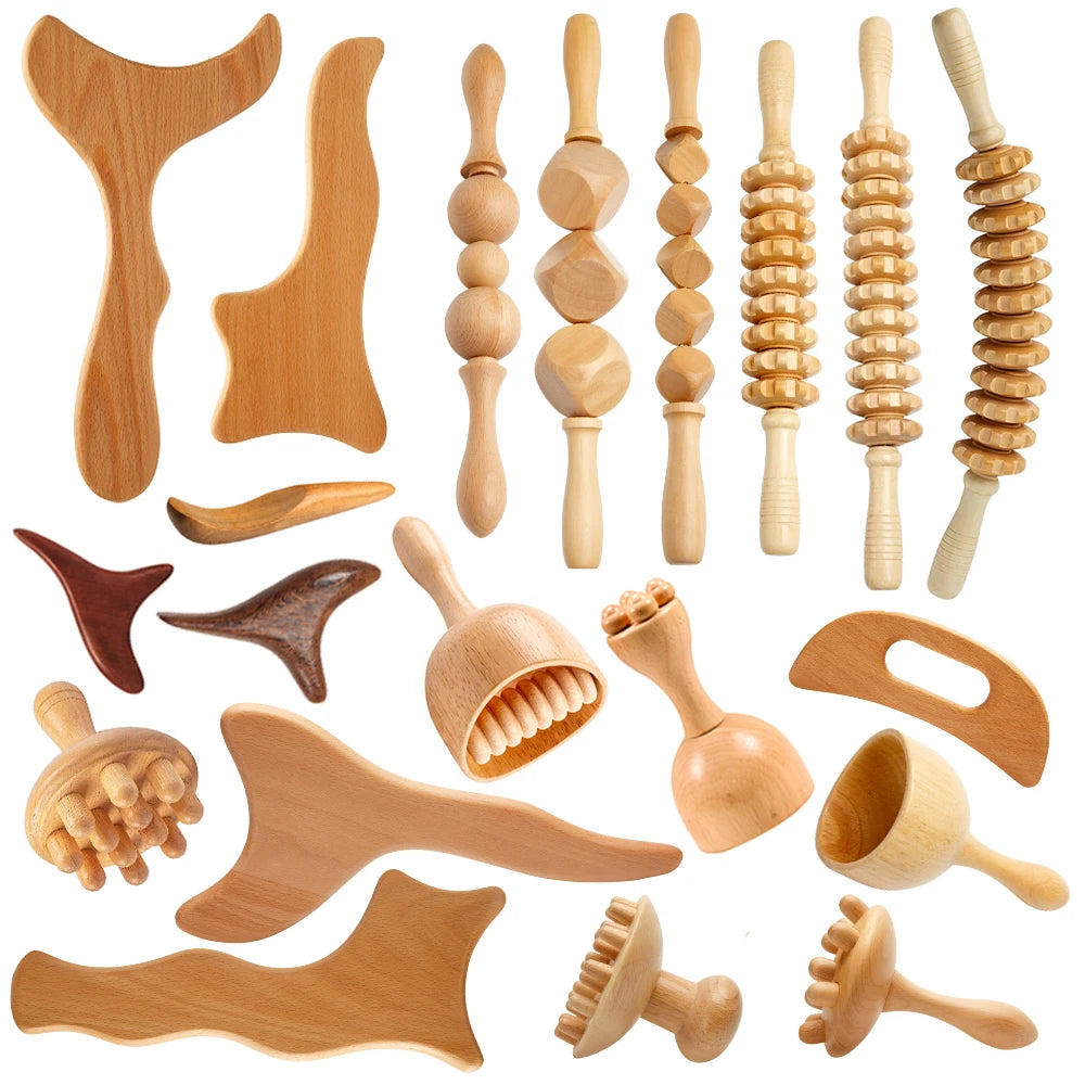 Wood Therapy Massage Tools Anti Cellulite Massager Lymphatic Drainage Body Massager Gua Sha Tools Full Body Muscles Pain Relief
