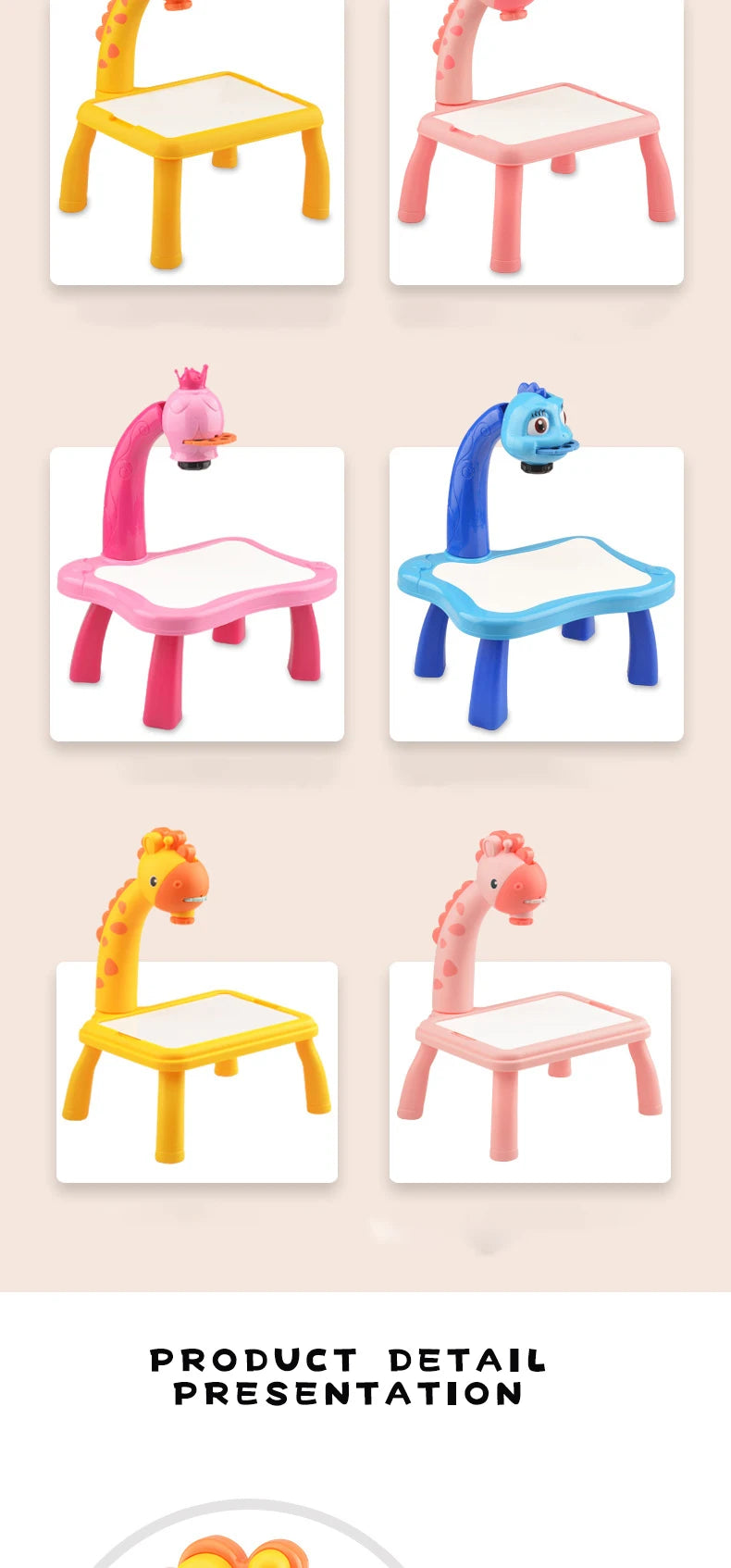 Kids Painting Board Toys Children LED Projector Art Painting Table Desk Arts Toy  Educational Learning Paint Tool Toy For Girl
