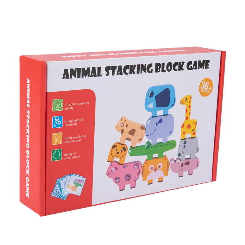 Montessori Toys for Baby, Wooden Animal Blocks Sorting & Stacking Toys for 2-4 Toddlers Girl Boy Gifts, Kids Educational Toys