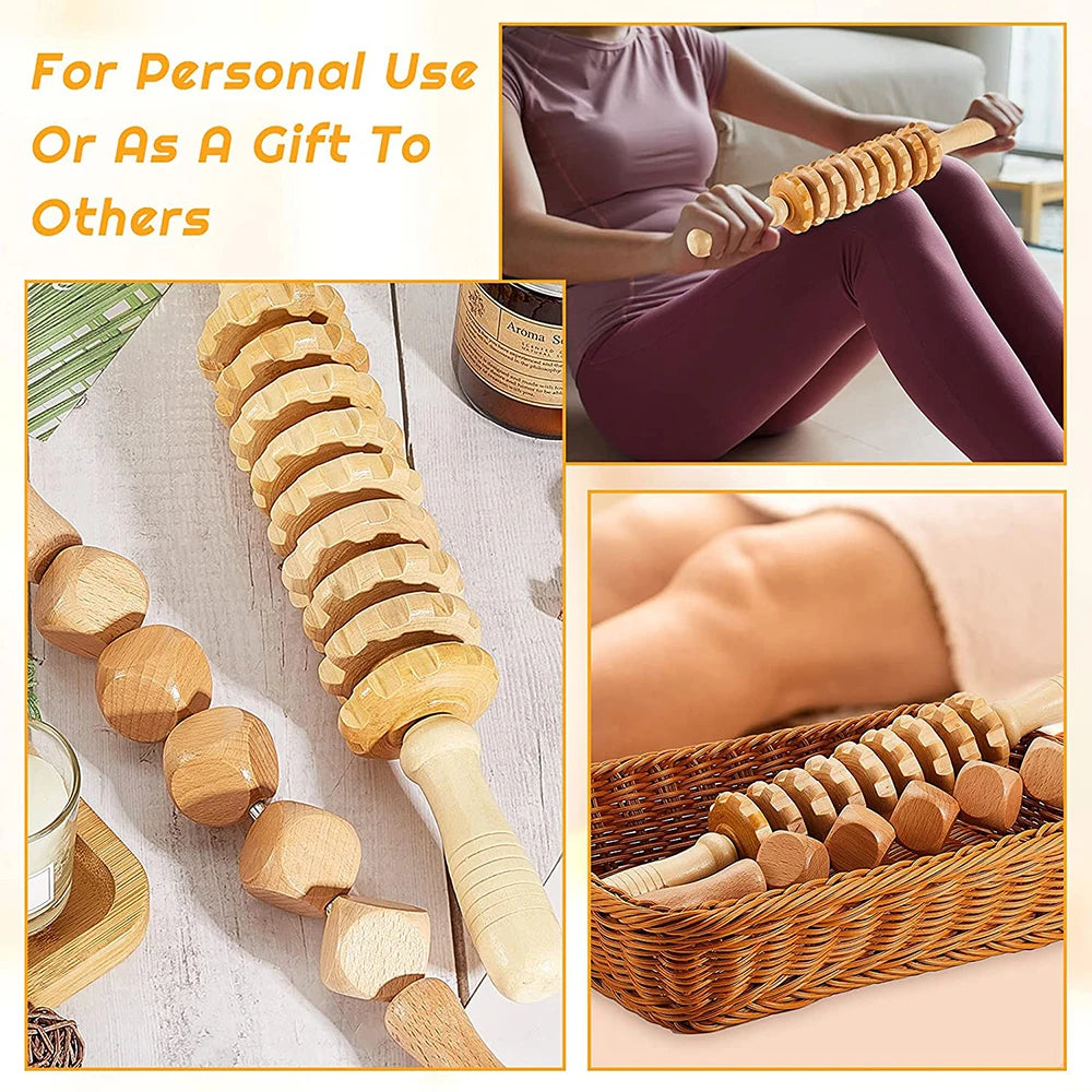 Wood Therapy Massage Tools for Body Shaping Maderoterapia Kit Colombiana for Anti-Cellulite, Lymphatic Drainage, Body Contouring
