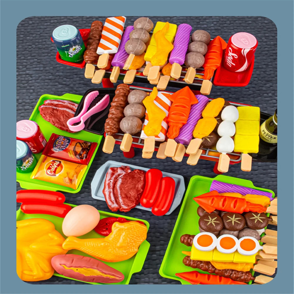 Kids Pretend Play Kitchen Toys Simulation Food Barbecue Cooking Children Educational Play House Interactive Toys Christmas Gifts