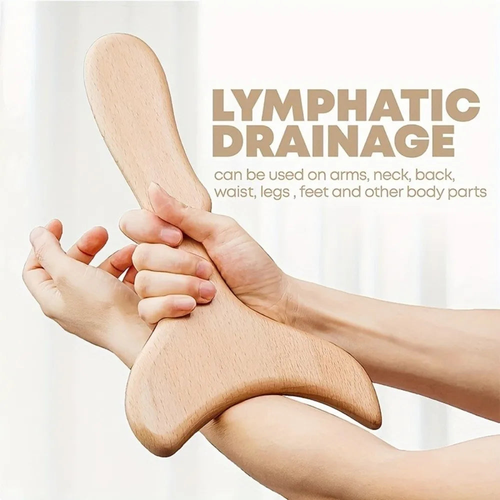 New Anti-Cellulite Wood Therapy Massage Tool One-handed Relaxed Body Sculpting Tools Wood Lymphatic Drainage Massager Gua Sha