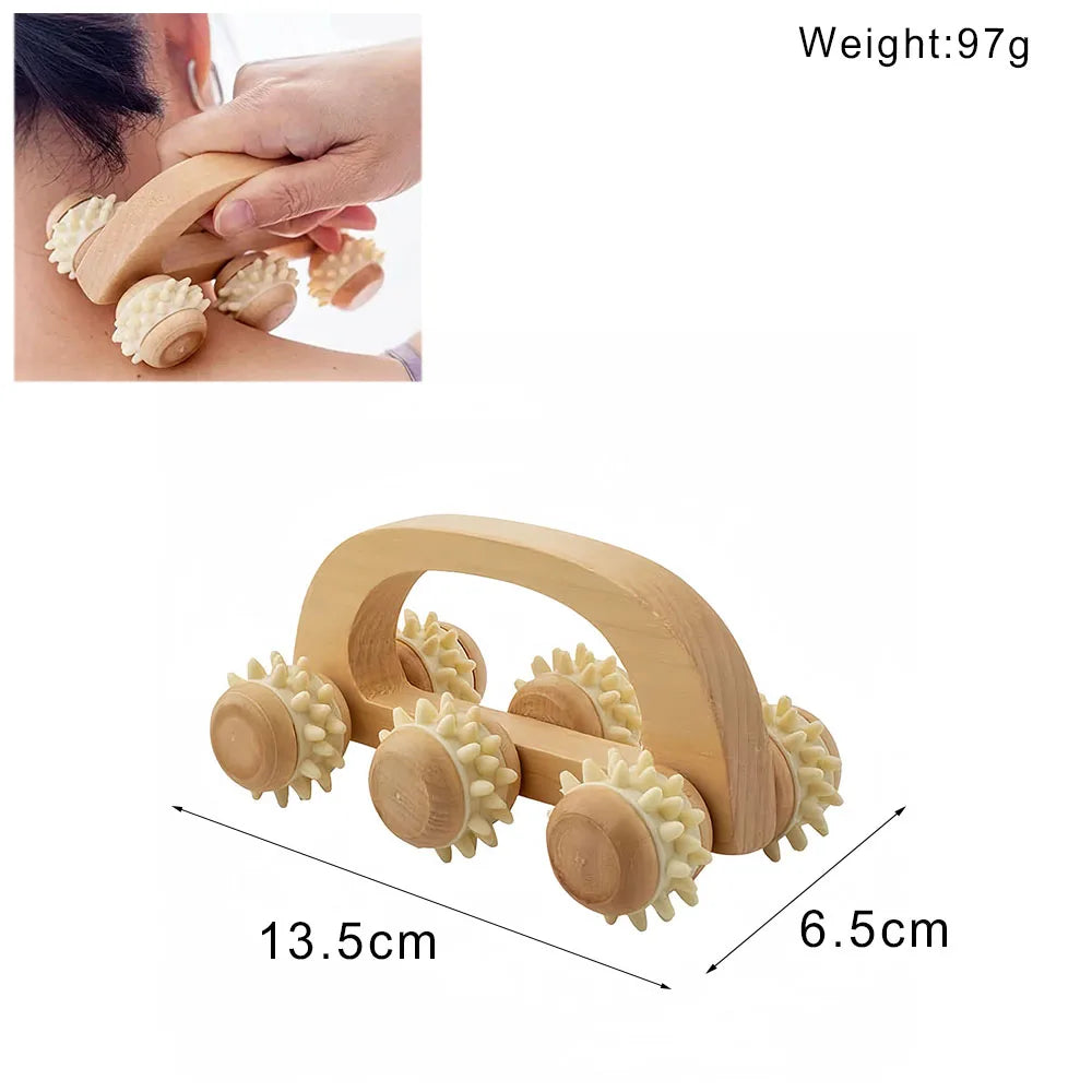 Wood Therapy Massage Tools Gua Sha Board Wooden Scraper Massage Rolls Lymphatic Drainage Tool for Release Cellulite Sore Muscle